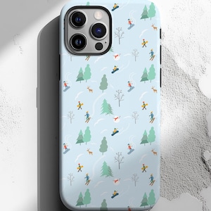 Winter Phone Case, MagSafe Compatible, Skiing Cases, Snowboarding Phone Case, Magnetic iPhone, Winter Forest, Skier Snowboard, Winter Sports