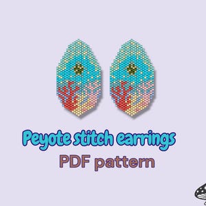 Ocean Reef Peyote Stitch-oorbellenpatroon – ontwerp met kralenkoraal en schelp (pdf-download)