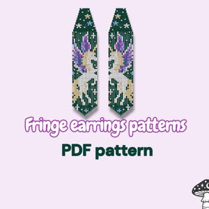 Patrón de pendientes de flecos de Pegaso, patrón de cuentas de unicornio extralargo en PDF, joyería llamativa DIY con puntada de ladrillo de caballo alado, patrón Miyuki Delica