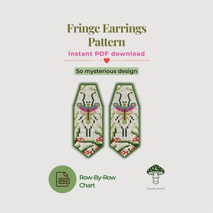 Mantis Fringe Earrings Pattern PDF | Brick Stitch Insect Jewelry Tutorial (Digital Download)