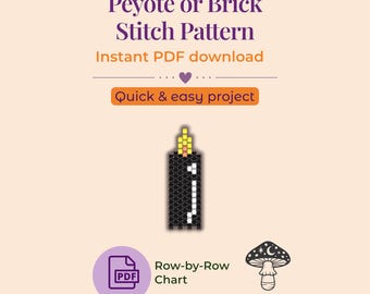 Black Candle Beading Pattern – Witchy Charm, Brick or Peyote Stitch (PDF)