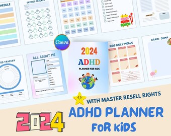 ADHD Kids Planner, Customizable Daily & Monthly, Canva Template (Digital Download)