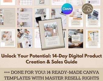 Ultieme 14-daagse gids voor het maken en verkopen van digitale producten, Starter Kit voor digitale producten, 14 Canva OUR-sjablonen, Master Resell Rights, Mrr