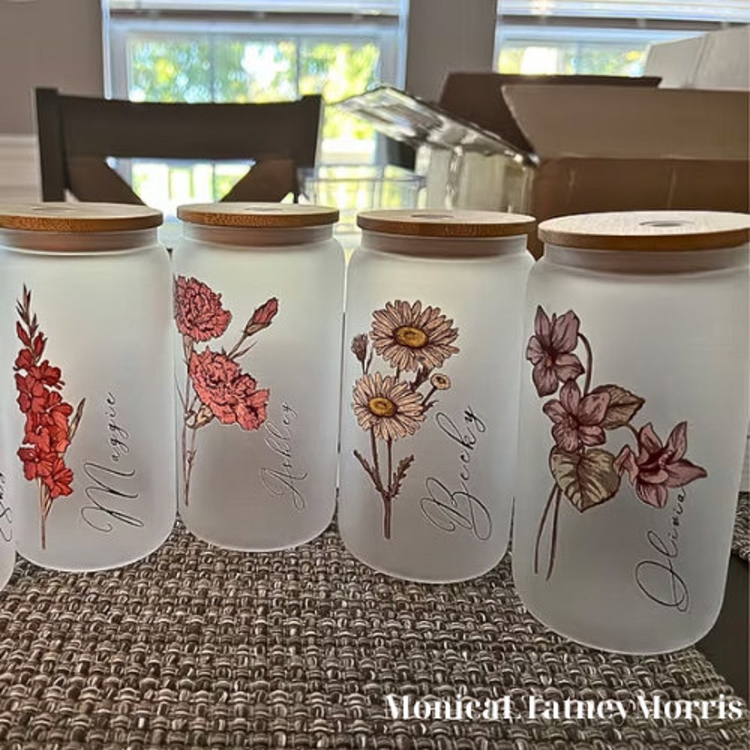 Personalized Birth Flower Coffee Cup With Name Bridesmaid Etsy