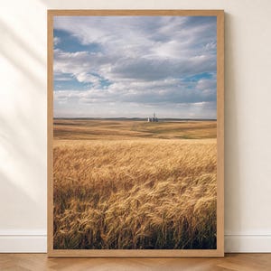 Golden Wheat Fields Poster | Great Plains Landscape Wall Art | Black and White or Color Print | Farmhouse Country Decor