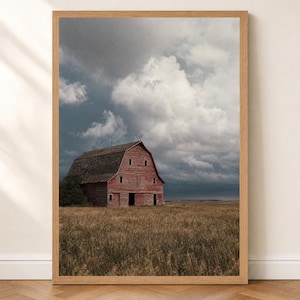 Old Barn Great Plains Poster | Rural Americana Landscape Wall Art | Black and White or Color Print | Farmhouse Decor