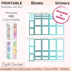 FULL BOXES Druckbare Planner Aufkleber, funktionale Aufkleber, glückliche Planer, Erin Condren, Cricut png, Silhouette Datei, Bullet Journal, ECLP