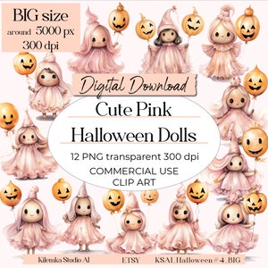 Cute Pink Halloween Dolls