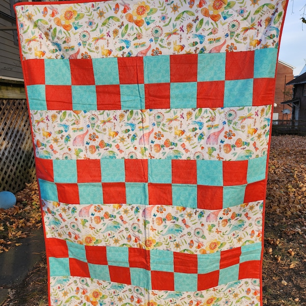 Playful Animals Homemade Quilt