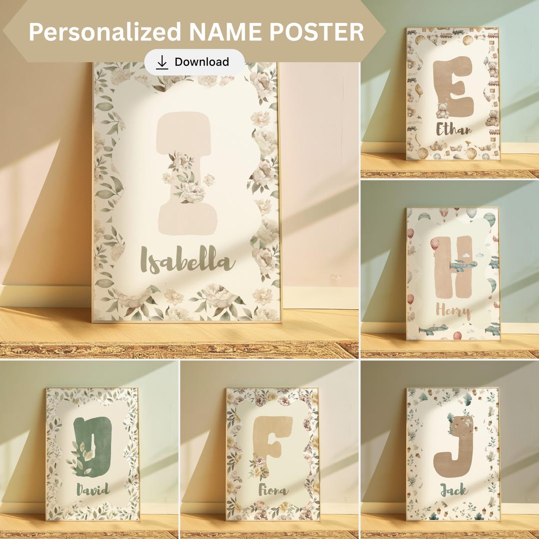 Personalized Alphabet Name Print | Custom Initial Nursery Wall Art ...