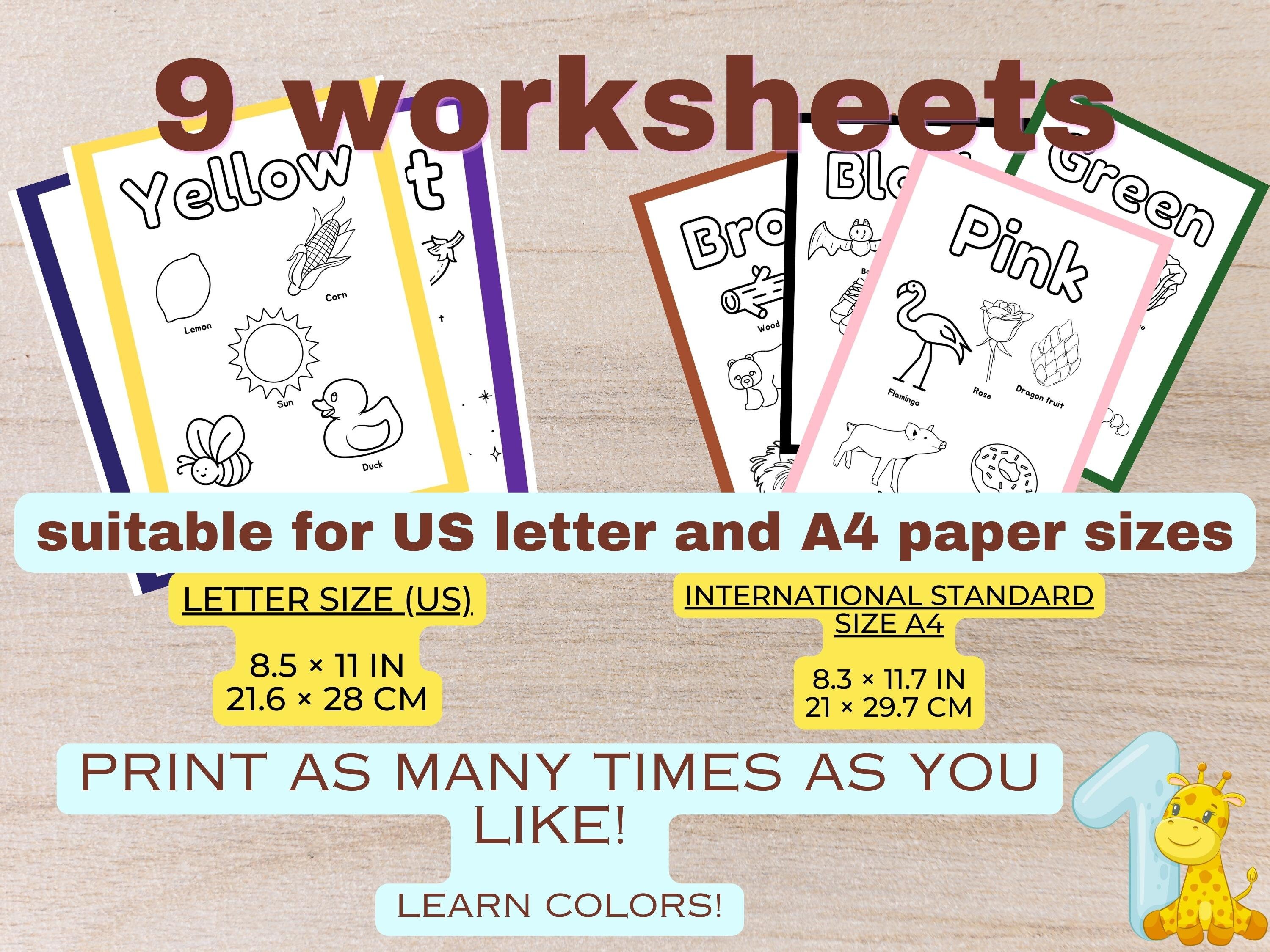Printable Color by Color Coloring Book Pages for Kids, Color Worksheets ...