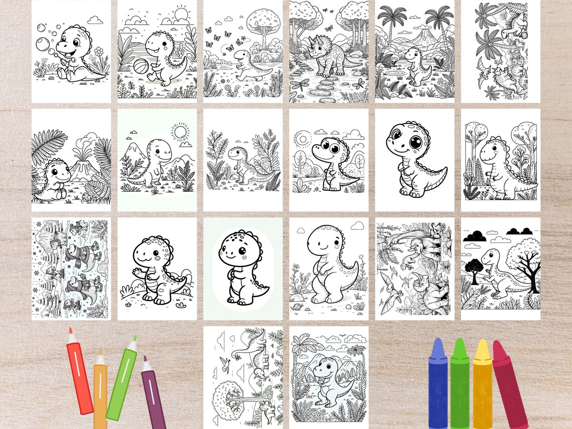 20 Printable Dinosaur Coloring Pages for Kids Coloring Book, Dino ...