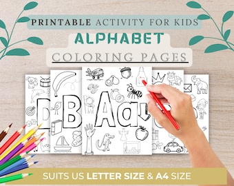 Printable Alphabet Coloring Book for Kids, ABC Coloring Pages Alphabet WorkSheets Preschool Kindergarten Letters Coloring Book, ABC learning