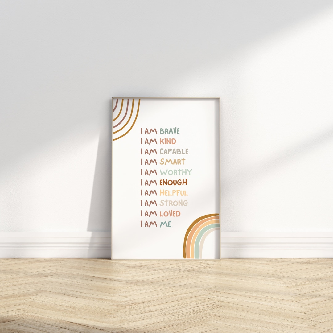 Positive I AM Affirmations for Kids, Educational Printable Poster ...