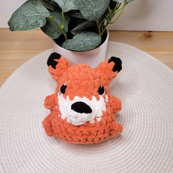 Crochet fox plush | Chubby stuffed animal creature | Cute amigurumi plushie | Soft woodland critter | Desk pet | Gift under 20 for fox lover