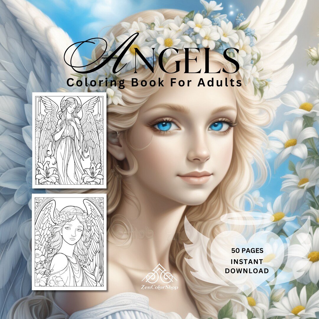 Angelscoloring Pagesprintable Coloring Pagesinstant Downloadadult