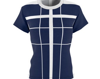 Camisa ecuestre "Straight Rider" - Azul marino/blanco - Entrenamiento de doma - Ropa ecuestre