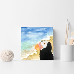 Original Artwork Tufted Puffin 8x10 Canvas