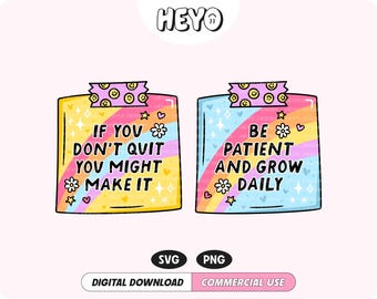 Daily Reminder SVG PNG | Positive Affirmation Self-Love Sticky Note Motivational Quotes | Trendy Digital Design for Stickers, Shirts, Crafts