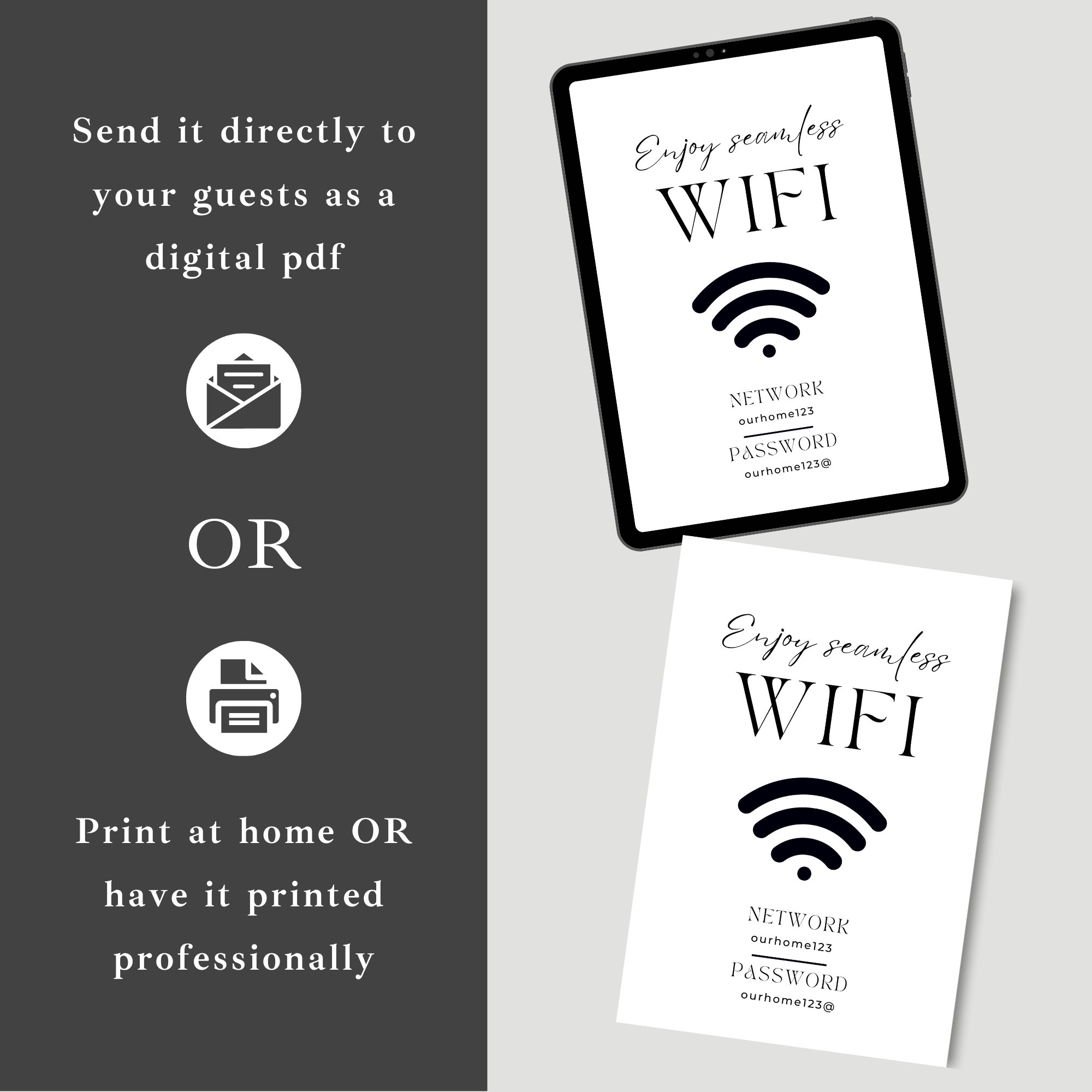 Wifi Password Sign Canva Template, Airbnb Guest Wifi Sign , Printable ...