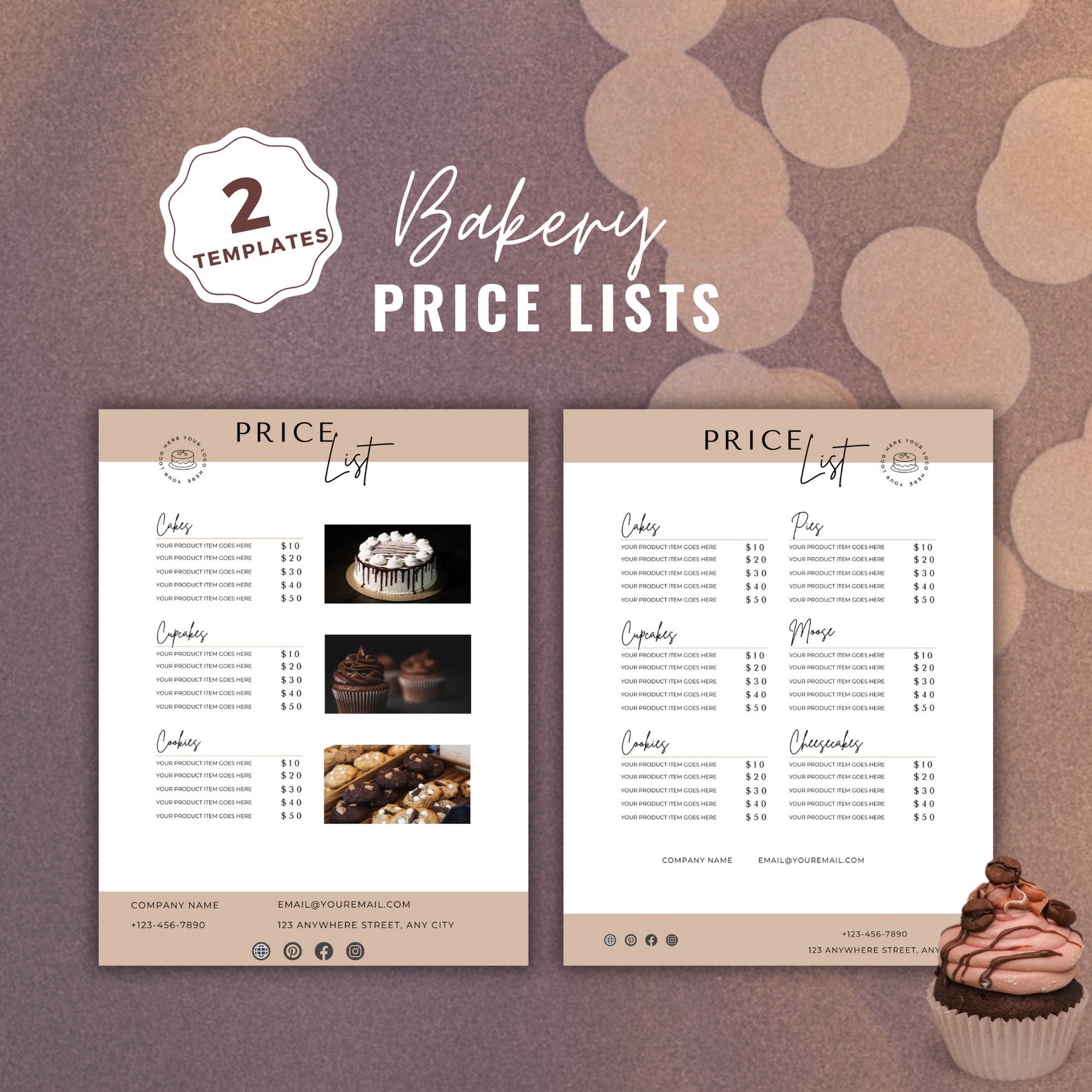 Editable Bakery Price List Template, Bakery Menu, Cookie Price List ...