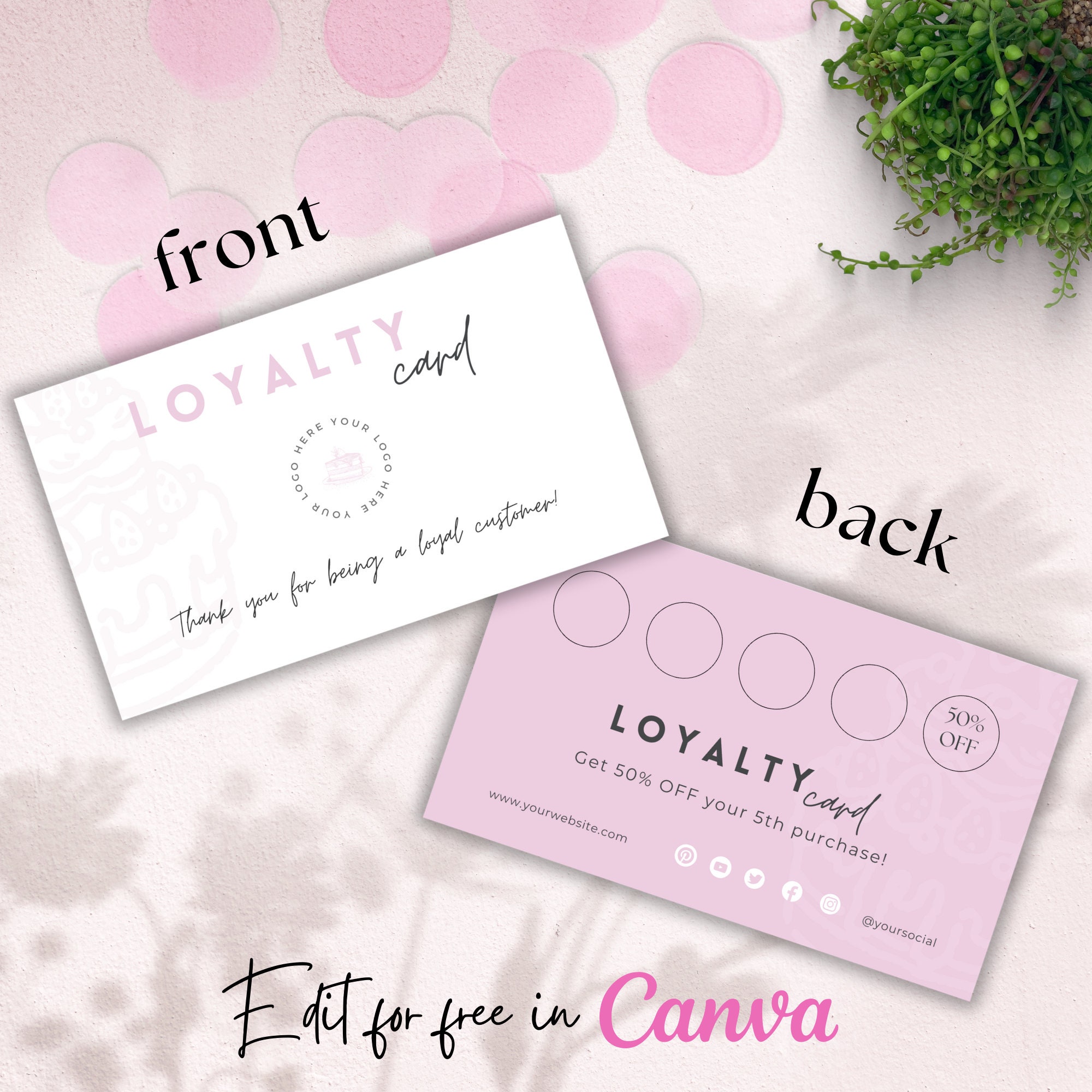 Bakery Loyalty Card Template Loyalty Stamp Card Cake Loyalty Etsy