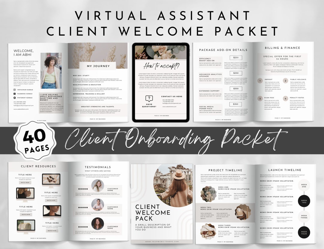 Virtual Assistant Packet, New Client Onboarding, Editable VA