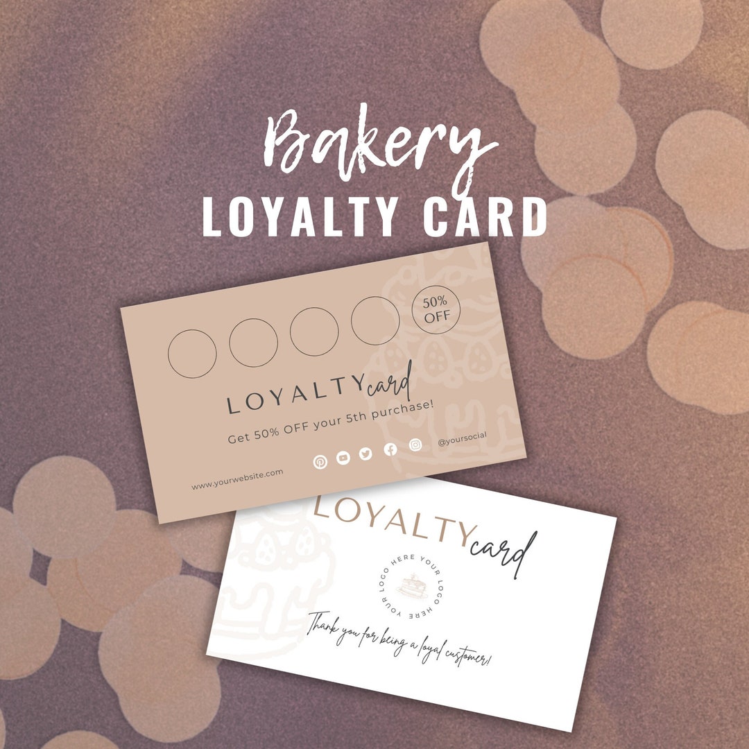 Bakery Loyalty Card Template, Loyalty Stamp Card, Cake Loyalty Card