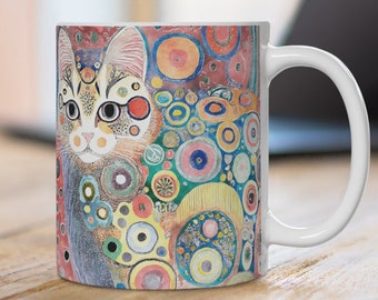 Tazza Gatto Gatti Stile Klimt, Gatto d'Arte, Tazza Tomcat, Regalo per gli appassionati di gatti, Moglie Fidanzata Collega, Tazza Gatti