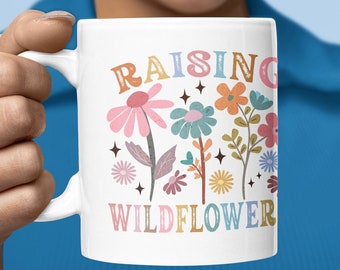 Cup with flowers, farewell gift colleague, cup office, flower cup, gift cup, flower cup, cup wild flowers, teacup flowers