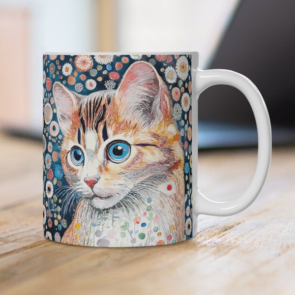 Mug Cat Cats Klimt Style, Art Cat, Mug Tomcat, Cadeau pour les fans de chats, Femme petite amie collègue, Mug Cats