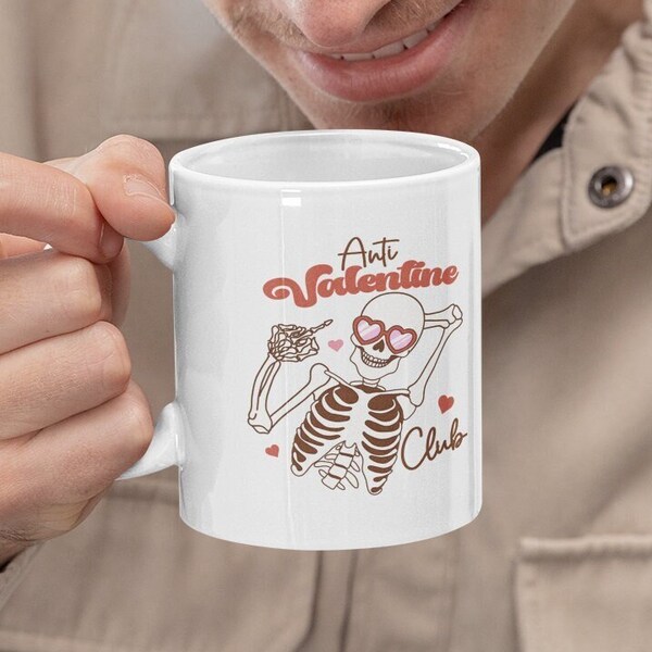 Tasse Anti Valentinstag, Geschenk Freundin, Kaffeetasse Valentinstag ,Tasse Skelett, Kaffeetasse,  Geschenk Freund Ehefrau, Tasse Spruch