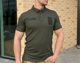 Ukrainian army polo shirt, Tactical polo shirt, Military summer shirt, Olive polo shirt men, Polo sport shirt, Military surplus gift