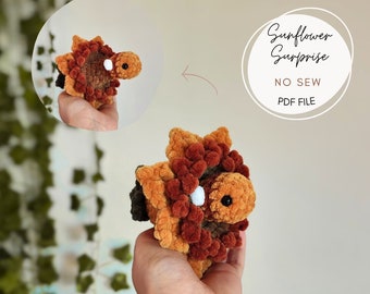 Sunflower Surprise No Sew Crochet Pattern / Flower Bee Pop PDF File
