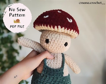 Elliot the Mushroom Guy No Sew Crochet Pattern / Amigurumi Boy PDF File