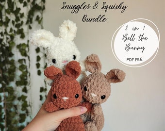 Bundle Snuggler & Squishy Bell the Bunny Pattern / Amigurumi PDF File