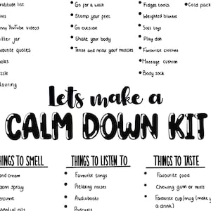 Make a calm down kit digital download. Therapy resource, mental health support, children’s mental health