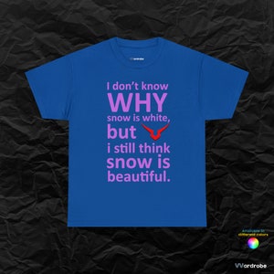 Geass Code Leilouch quote ''I don't know why snow is white..'' heavy cotton t-shirt Royal