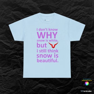Geass Code Leilouch quote ''I don't know why snow is white..'' heavy cotton t-shirt Light Blue
