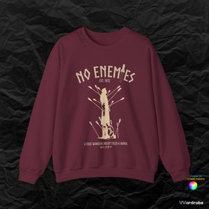 Saga of Vinlands - NO ENEMIES - Thors and child Thorfinn inspired &#39;&#39;True Warrior&#39;&#39; cozyest anime sweatshirt