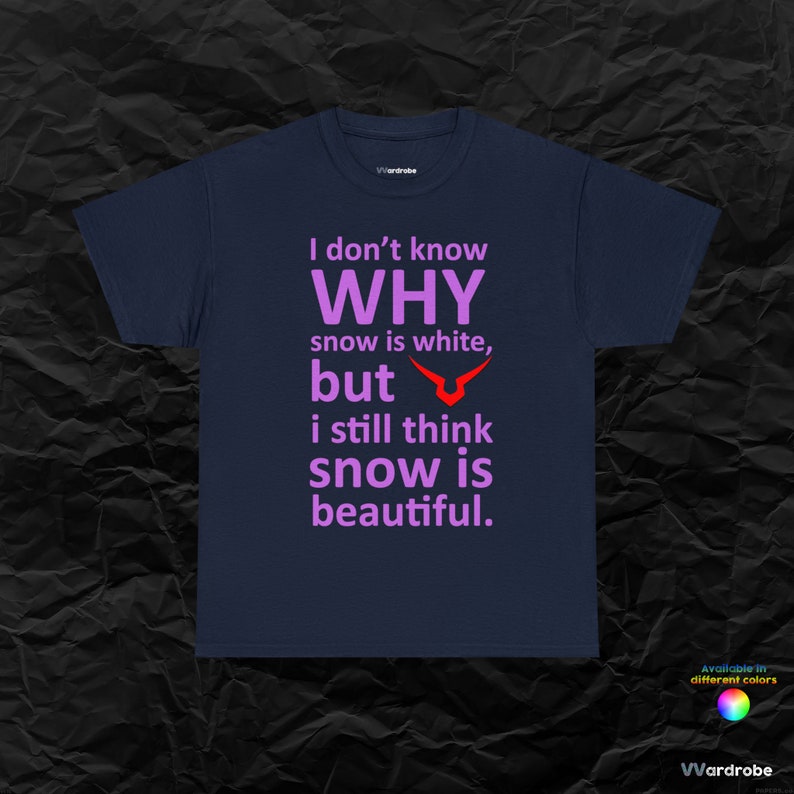 Geass Code Leilouch quote ''I don't know why snow is white..'' heavy cotton t-shirt Navy