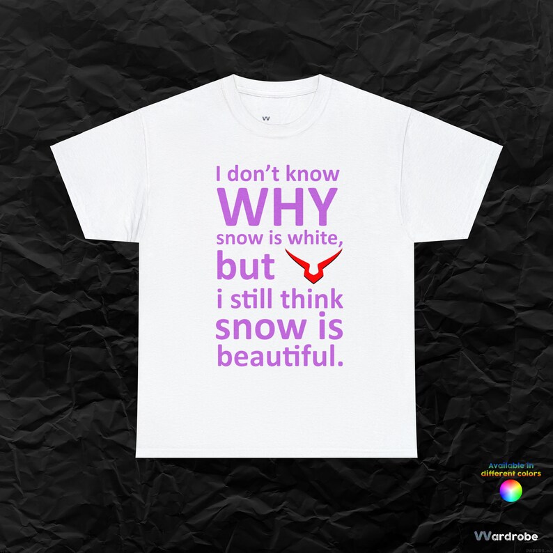 Geass Code Leilouch quote ''I don't know why snow is white..'' heavy cotton t-shirt White