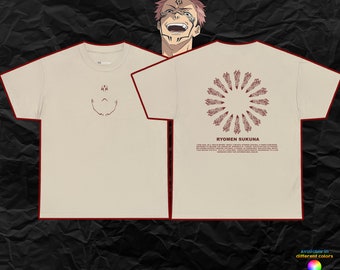 R.Sukuna Fingers &#39;&#39;King of Curses&#39;&#39; JJK inspired double-sided print heavy cotton anime t-shirt