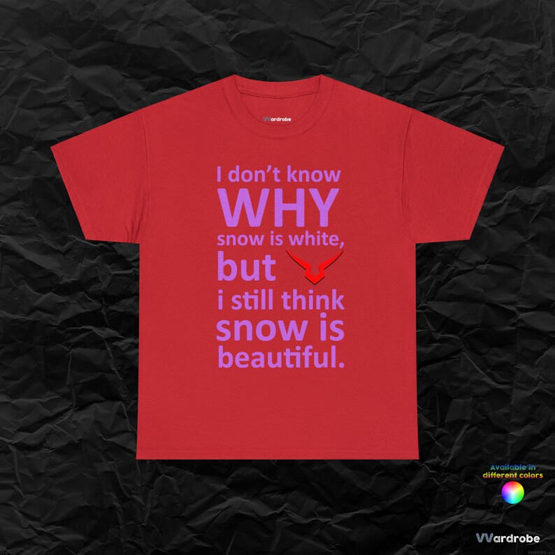 Geass Code Leilouch quote ''I don't know why snow is white..'' heavy cotton t-shirt Red