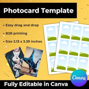 Modèle de carte photo Canva, carte photo modifiable pour cadeaux, modèle de toile de carte photo pour fan de Kpop, carte photo personnalisée toile, téléchargement imprimable