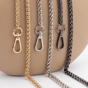 Taschenbügel Wandlungskette | Personalisierbare Handtasche Kette für Clutches und Geldbörsen | Gold, Silber, Schwarze Kette mit 5 Kopf Optionen