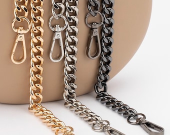 Clutch Chain for Wallets and Purses | Purse Chain Strap | Aluminum Bag Chain in Gold, Silver, and Black with Four Head Options