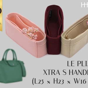 Le Pliage Xtra S ハンドバッグ用フェルトバッグオーガナイザーインサート | ポケット付きカスタマイズ可能なハンドバッグシェイパー | カラーオプション付きハンドバッグオーガナイザー