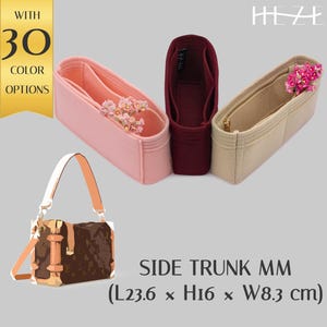 Handbag Insert for Side Trunk MM Bag - Customizable Felt Organizer - Purse Organizer - With Multipocket and Zipper Feature