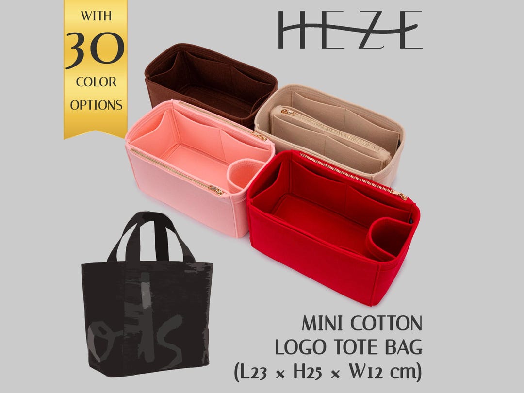 Mini Tote Insert Mini Cotton Logo Tote Bag Insert - Felt Organizer With Bottle Holder - Etsy